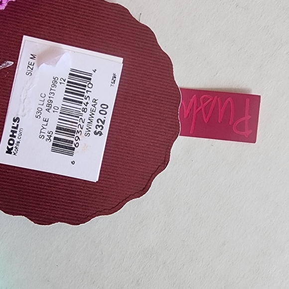 Hula Honey Junior Medium Green/Purple Crochet Apron Tankini Swimsuit TOP M - Picture 2 of 4